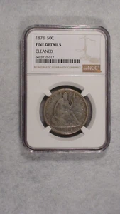 1878 SEATED HALF NGC FINE SILVER CIRCULATED 50C Coin BUY IT NOW! - Picture 1 of 4
