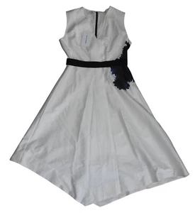 NUEVO CON ETIQUETAS $1995 Vestido Narciso Rodriguez Sin Mangas Blanco Índigo Para Mujer 42 Italia - Imagen 1 de 11
