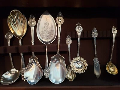 Antique GORHAM "Medallion" Sterling Silver-55 pcs Including HTF Serving Pieces Foto 1 de 2