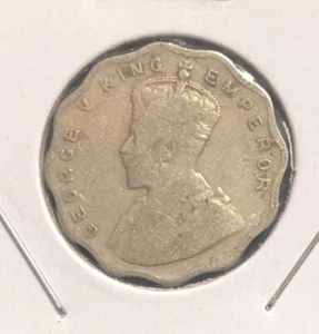 1935 BRITISH INDIA  KING GEORGE V COPPER NICKEL ANNA COIN -KM#513 - Picture 1 of 4