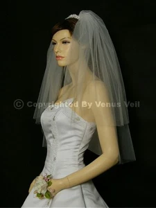 2T Ivory Bridal Elbow Length Cut Edge Wedding Veil - Picture 1 of 5