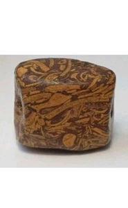 ANCIENT RARE FOSSIL JASPER CORNERLESS CUBE STONE BEAD - Picture 1 of 10