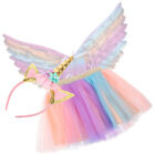 Regenbogenrock Kostüm Set Kinder Party Tutu Haarband Flügel