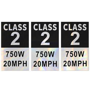 Electric Bicycle Frame (3 Stickers a Pack) E-Bike Class 2 Stickers Decals Sets - Picture 1 of 12