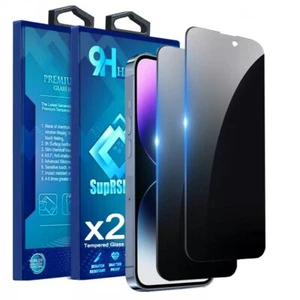 2X For iPhone 16e 15 14 13 11 Pro Max SE Privacy Tempered Glass Screen Protector - Picture 1 of 37