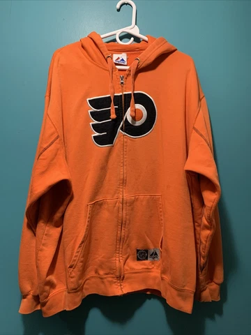 Philadelphia Flyers NHL Hockey Zip Up Hoodie Sweatshirt Logo Patch Mens 2XL READ Cover