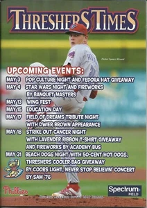 Spencer Howard maggio 2019 Clearwater Threshers Phillies Minor League programma MiLB - Foto 1 di 1