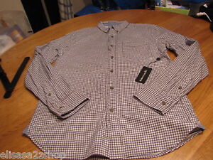 Men's L Modern Amusement button up shirt CROW RARE long sleeve check lined grey
