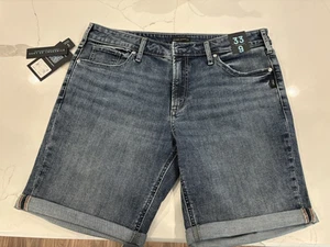 Pantalones de mezclilla para mujer PLATEADOS Suki tiro medio bermuda azul punto grueso talla W33 - Imagen 1 de 7