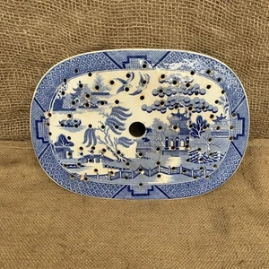 Antike blau-weiße Fleischtropffläche - Weidenmuster - antike Kitchenalia #2 - Bild 1 von 10