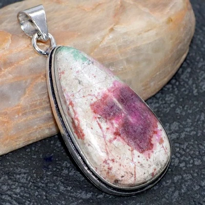 925 Silver Plated Cobalt Calcite Pendant Handmade Jewelry Size 2" GW - Image 1 of 3