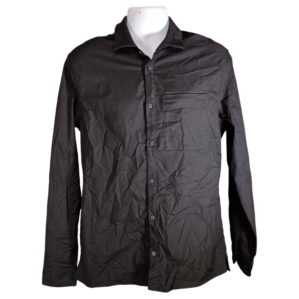 Camisa Lululemon New Venture manga larga abotonada para hombre grande negra Foto 1 de 4