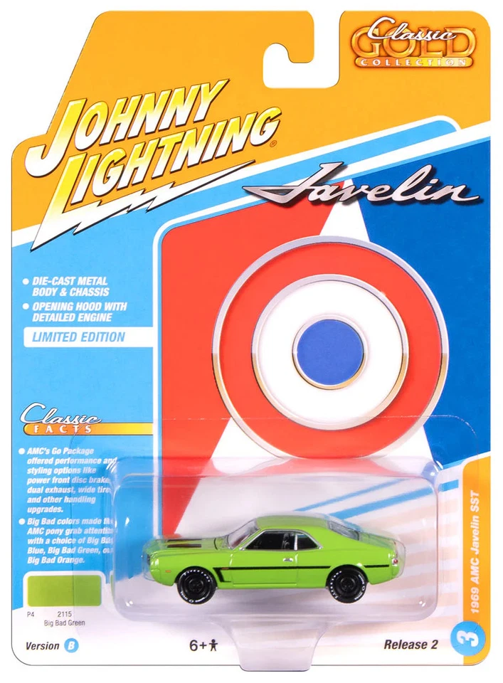 1969 AMC Javelin Green Johnny Lightning Classic Gold 1:64 Scale 2025 R2 - Image 1 of 1