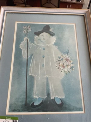 毕加索“Paul as Pierrot”石版画印刷带框中世纪小丑 8x10 — 第 1/4 张图片