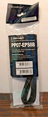 Silverstone SST-PP07-EPS8B (Black) 8pin to EPS12V 8(4+4)Pin Connector Cable New - Image 1 of 2