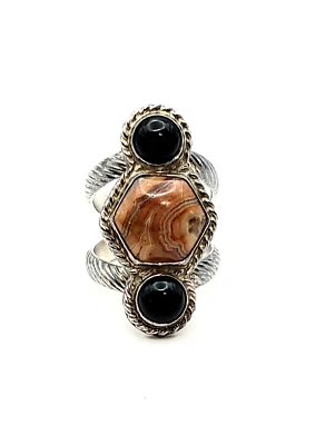 Jay King DTR 925 Sterling Silver Onyx Sardonyx Eye Agate Ring Size 9.5 - Image 1 of 4