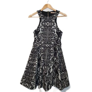 Cooper St Dress Size 10 Fit Flare Black White Cocktail Business Aztec Print - Picture 1 of 7