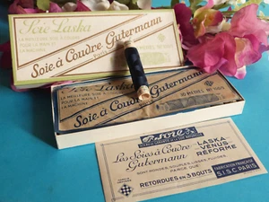 02G/ Superb Antique Box Pure Silk "LASKA" Gutermann Blue 12 Spools - Picture 1 of 7