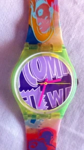 Vintage SWATCH ROBIN GJ103 Collection Frühjahr/Sommer 1990 gebraucht gesprungenes Armband - Bild 1 von 6