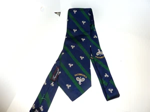 Faconnable 100% Silk Tie TENNIS Print Made in France BLUE GREEN - Picture 1 of 6