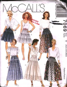 7069 Vintage McCalls SEWING Pattern Misses 1990s Pull on Flared Tiered Skirt OOP - Picture 1 of 2