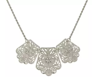 1928 Schmuck silberfarben filigran Lätzchen Halskette 16 Zoll verstellbar - Bild 1 von 1