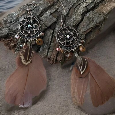 Dream Catcher with Feathers Boho Earrings - BrandNew - Image 1 of 4