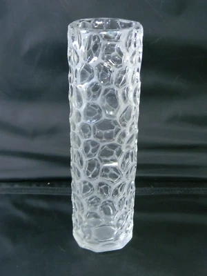 Wilhelm Von Eiff Hammered Net Bubble Clear Frosted Glass Flower Vase Tall 12" - Image 1 of 4