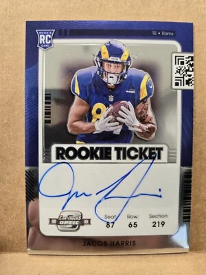 2021 Panini Contenders Optic #138 Jacob Harris Rookie Ticket Auto Rams NFL - Image 1 of 2