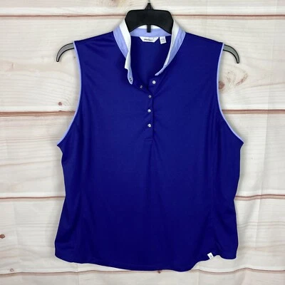 Lady Hagen Top Womens XXL Purple Sleeveless Golf Polo 1/4 Snap Collar Solid Knit - Image 1 of 4