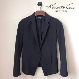 Kenneth Cole NY Women’s 1-Button Blazer Size 2 Black Modern Stretch $148 - Picture 1 of 12