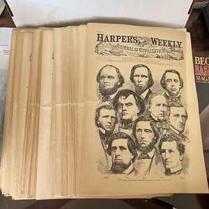 52 CONSECUTIVE issues of Harper's Weekly Reissue FULL YEAR 1861 printed in 1960s