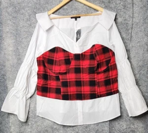 NWT Romeo + Juliet Couture Peasant Shirt Top Womens Plus Sz 20 Christmas Blouse - Picture 1 of 8