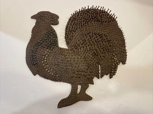 Vintage Folkart Nail Tack Staple Rooster Tramp Art Wall Decor Rusty Wonderful - Picture 1 of 8