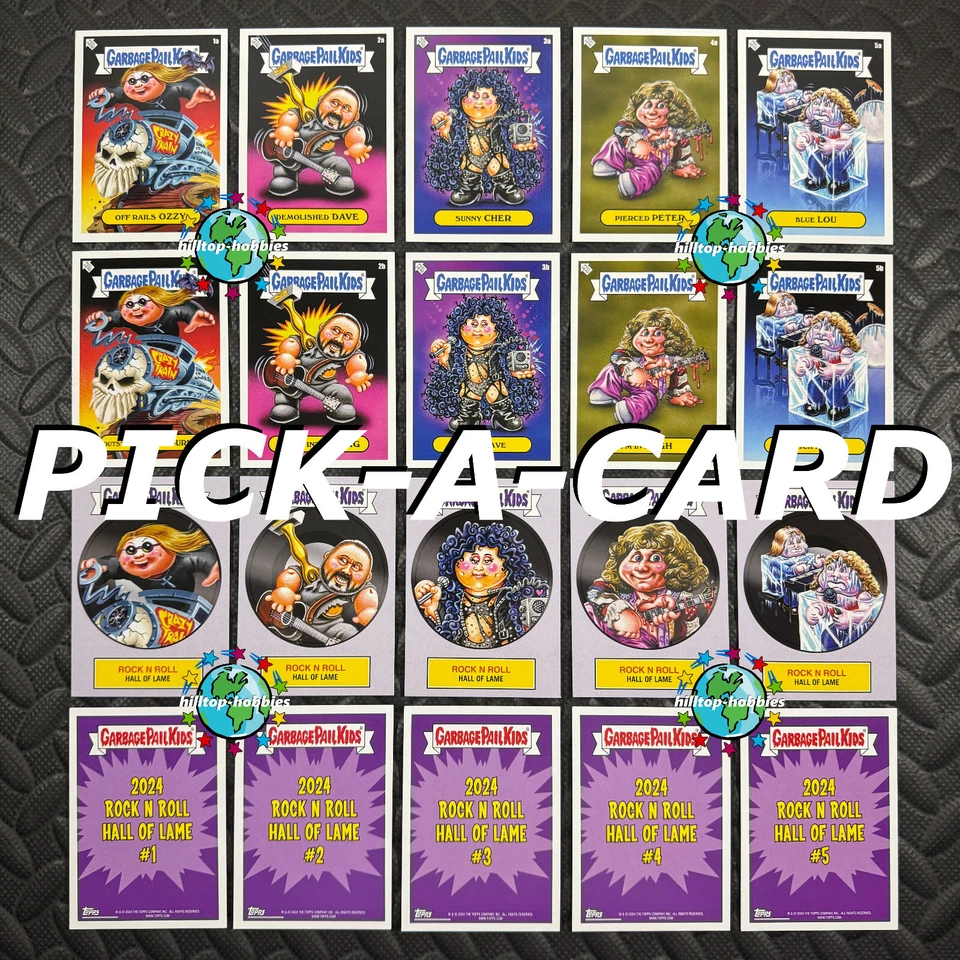 2024 GARBAGE PAIL KIDS HALL OF LAME ON-DEMAND PICK-A-CARD 1a/b-5a/b ROCK RECORDS - Image 1 of 1