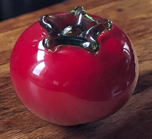 Decorative Glass Red Tomato-Life Size Fruit-Heavy Weight-Vintage - Picture 1 of 7