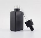 1oz / 30ml Black Frosted Glass Square Bottles with Droppers - Bulk Sales