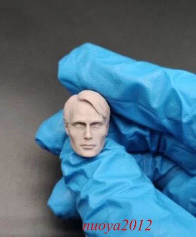 Unpainted 1/12 Mads Mikkelsen Head Sculpt For 6inch Male Soldier Figure Body Toy Cover