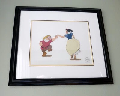 Disney Blancanieves y Doc Blancanieves y siete enanitos animación sericel enmarcado certificado de autenticidad Foto 1 de 4
