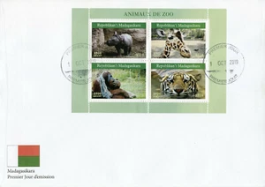 Madagascar 2019 FDC Zoos Zoo Giraffes Tigers 4v M/S Cover Wild Animals Stamps - Picture 1 of 1