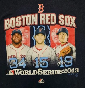 Majestic Boston Red Sox 2013 World Series David Ortiz T-Shirt Blue Size XL See - Picture 1 of 5