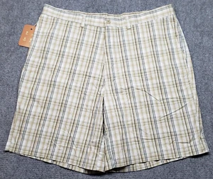 Haggar Shorts Mens 42 Multicolor Shadow Plaid Khaki 100% Premium Cotton New - Picture 1 of 14