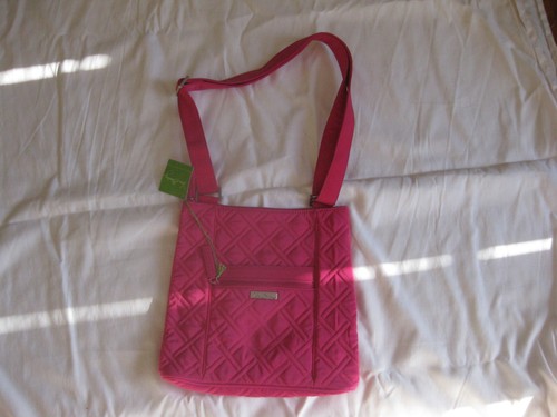 Borsa a tracolla Vera Bradley Hipster rosa fucsia trapuntata borsetta nuova con etichetta