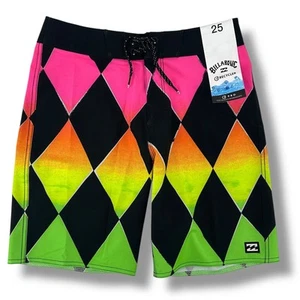 Billabong Sundays Pro 15" Neon Diamond Performance Board Shorts Boys Sz 25 10 M - Picture 1 of 7