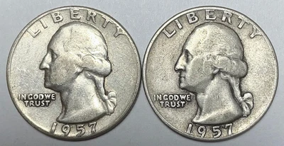 1957 and 1957-D 25C Washington Quarters 90% Silver - Image 1 of 4