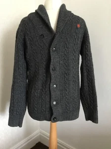 Cárdigan tejido con cable cuello chal gris mezcla lana grueso crudo G-STAR para hombre talla L - Imagen 1 de 10