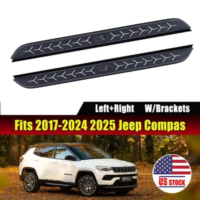 Running Board Fits for 2017-2024 2025 Jeep Compass Side Step Nerf Bar w/brackets - Image 1 of 4