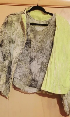 ДВУСТОРОННИЙ Lt зеленый crush бархата серый белый шифоновое бак и молнии LongSlv куртка XL - Изображение 1 из 4