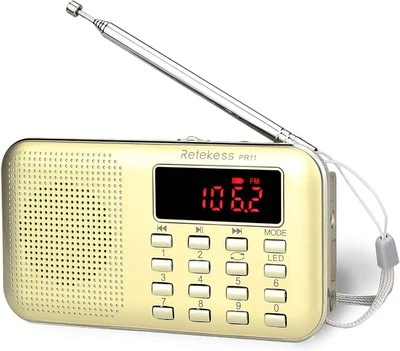 Retekess PR11 AM FM Radio Portable, Rechargeable Transistor Radios Gold  - Image 1 of 4