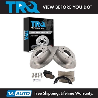 TRQ Rear Ceramic Brake Pad & Rotor Kit Fits 2007-2010 Kia Rondo - Image 1 of 4